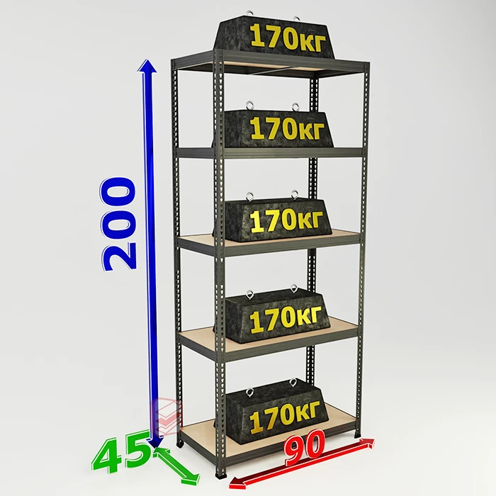 Cтеллаж лофт SBL 200х90х45 с пятью полками фото СтеллажМастер